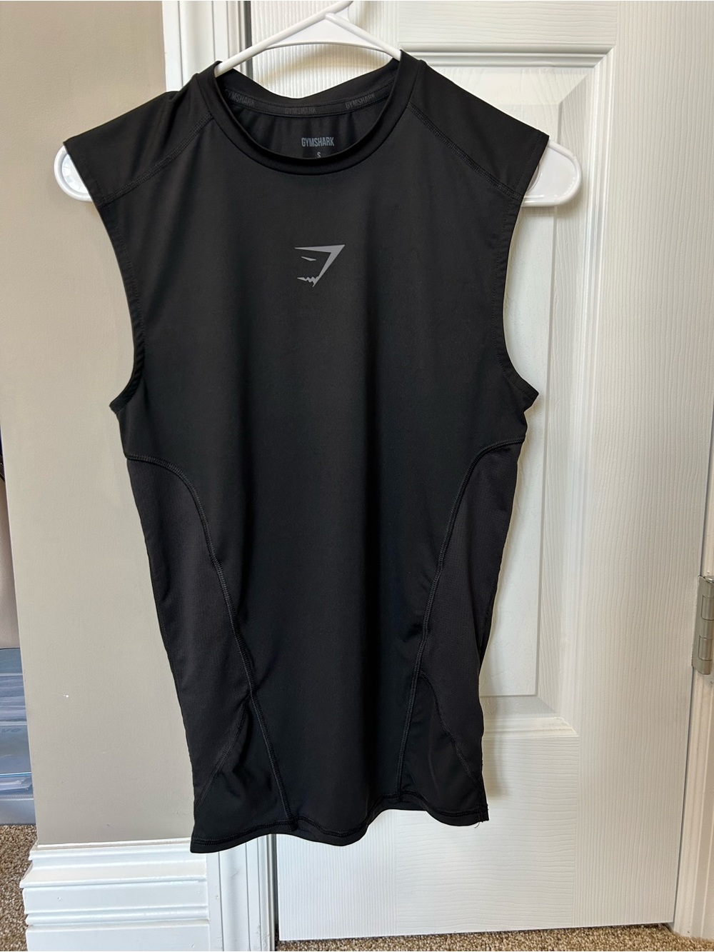 Gymshark Black Performance Crewneck Tank with Silver Logo